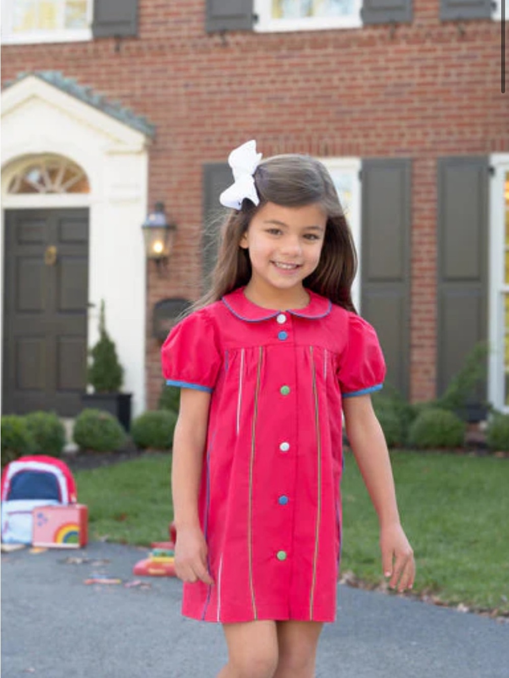 The Beaufort Bonnet Company Pink Dress with Multi-Color Buttons